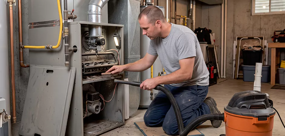 Burner and Heater Compartment Lint Removal in Jackson Township