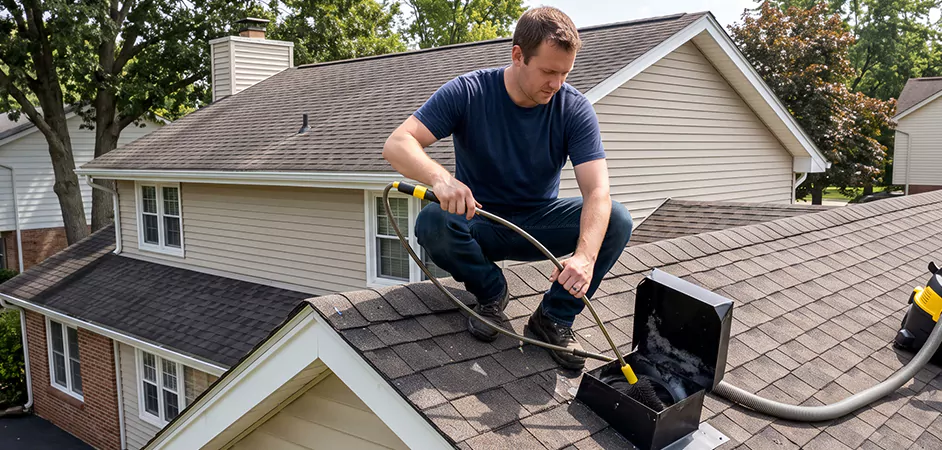 Multi-Story Roof Dryer Vent Cleaning in Jackson Township